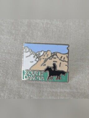 Vintage South Dakota Scenic Enamel Lapel Pin - MAFCO